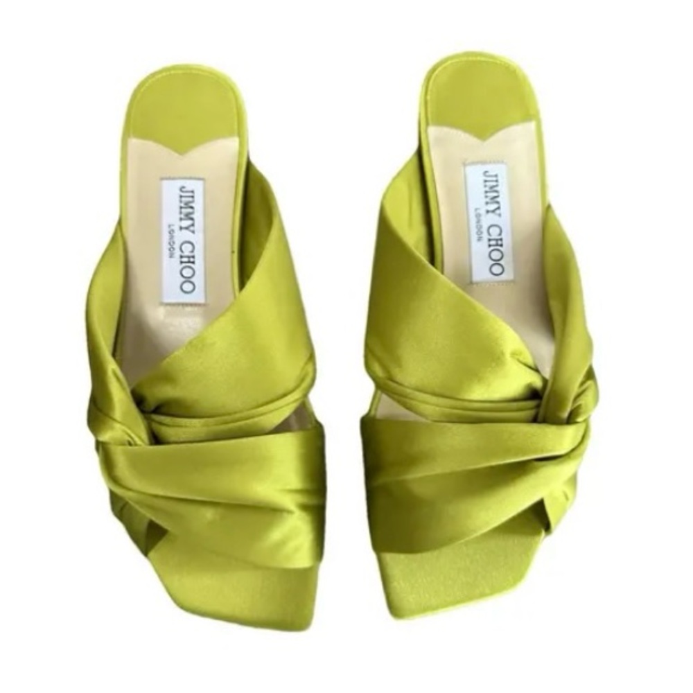 Jimmy Choo Green Sandals with Dramatic Bow - NEW